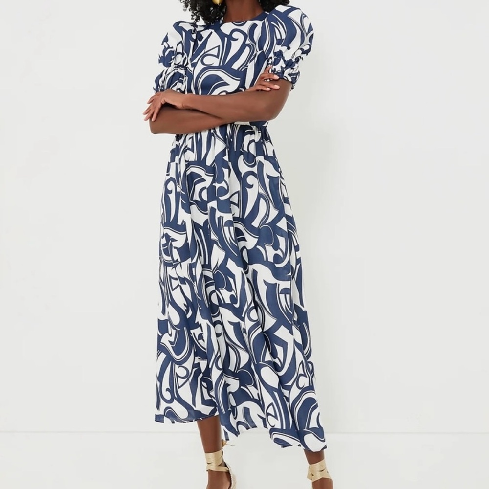 Tuckernuck Blue and White Puff Sleeve Sundress